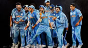 Champions Trophy painting by Christina Pierce, cricket artist