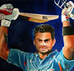 Virat Kohli 34in x 34in oil on canvas by christina pierce, cricket artist
