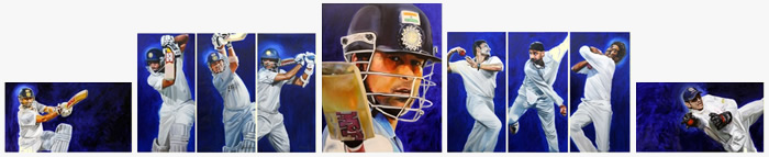 icons of india - painting by christina pierce, cricket artist