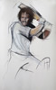 Beefy 56in x 36in pastel on paper - painting by christina pierce, cricket artist