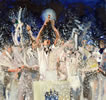 Captain Cook Oval Ashes 12in x 12in oil on paper - christina pierce, cricket artist
