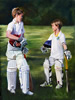 Dunn boys 20in x 16in oil on canvas - painting by christina pierce, cricket artist