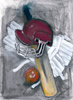 bat, ball & helmet - Christina Pierce, cricket artist
