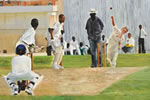 Barbados commission painting by christina pierce, cricket artist