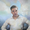 George Ezra  30” x 30” oil on canvas by christina pierce, cricket artist