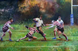 Reeds rugby team commissioned painting by christina pierce, cricket artist