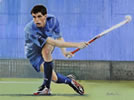 hockey player commissioned painting by christina pierce, cricket artist