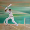 Sir Garfield Sobers 24in x 24in oil on canvas - painting by christina pierce, cricket artist
