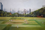 hong kong cricket ground painting by christina pierce, cricket artist