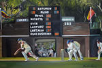 Scoreboard - oil on canvas 16” x 24” by christina pierce, cricket artist