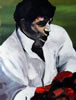 Farokh Engineer 24in x 36in oil on canvas by christina pierce, cricket artist