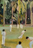 Oval Maidan 6in x 11in oil on paper by christina pierce, cricket artist