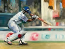 Sachin Tendulkar 35in x 45in oil on canvas by christina pierce, cricket artist