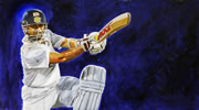 Sachin Tendulkar 2 30in x 54in oil on canvas by christina pierce, cricket artist