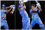 Triptych batsmen by christina pierce, cricket artist