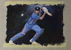 Virat Kohli sketch 8in x 12in oil on paper by christina pierce, cricket artist