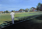 Lansdown CC, Bath, oil on paper 16” x 24”  by christina pierce, cricket artist