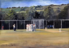 Lansdown CC, Bath, oil on paper 16” x 24”  by christina pierce, cricket artist