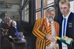 Longroom, Lord’s, oil on canvas 24” x 36” - painting by christina pierce, cricket artist