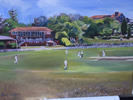 Mosman CC, Sydney, Australia, oil on canvas 24” x 36” - painting by christina pierce, cricket artist