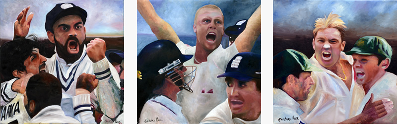 paintings of cricketers by christina pierce